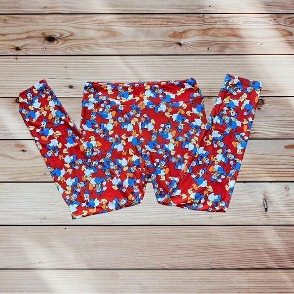 LuLaRoe Women’s TC Red Disney’s Donald Duck Leggings Adult Sizes XL Comfy NWOT - Picture 2 of 16
